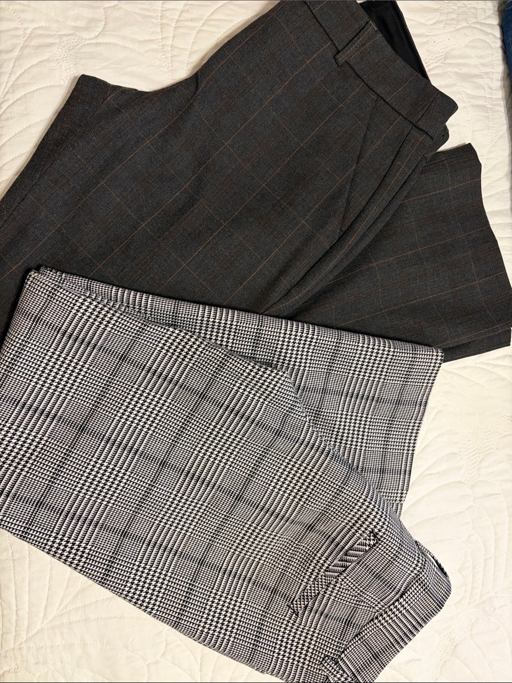 Two-Pair Express Trousers - Charcoal & brown and black and white Plaid